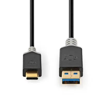 Produktbild von Nedis USB-Kabel - USB 3.2 Gen 1 - USB-A Stecker - USB-C Stecker - 60 W - 5 Gbps - Vergoldet - 1.00 m - Rund - PVC - Anthrazit - Box