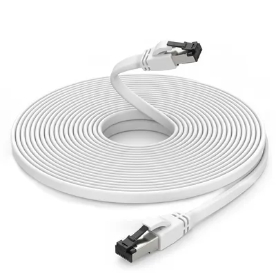 Produktbild von Extralink Cat.8 U/FTP LAN Patchkabel 1 m, 40 Gbit/s, flach, Kupfer, Weiß