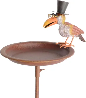 Produktbild von Exner | Vogeltränke mit Figur - 127 cm - Braun/Kupfer - Lustiges Design - Gartendekoration