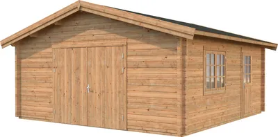Produktbild von Palmako Garage Roger 27,7 m² - 70 mm - mit Holztor Hellbraun tauchimprägniert