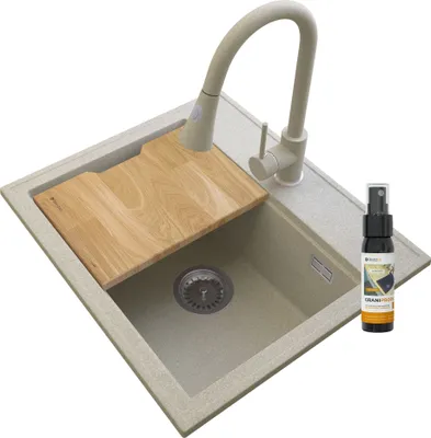 Immagine prodotto di Lavello in granito Foxal Beige + miscelatore Snake Beige