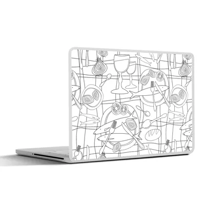 Produktbild von MuchoWow® Laptop Aufkleber Sticker Cover Fische - Muster - Schwarz und Weiß 40x30 cm - Laptop Dekoration - Selbstklebend