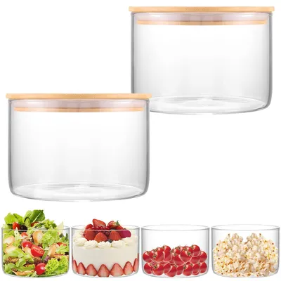Produktbild von Transparente Glasschüssel mit Deckel, Große Salatschüssel aus Hochwertigem Borosilikat Multifunktional für Salat Dessert und Obst Spülmaschinenfest
