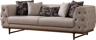 Image de Hellbeiger Chesterfield Dreisitzer Luxuriöser 3-Sitzer Edle Polster Sofas