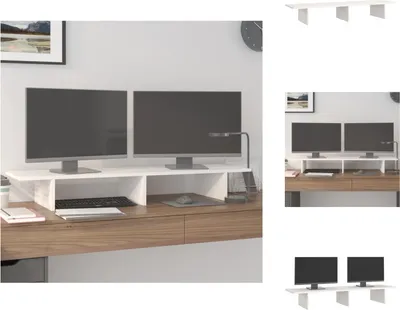 Image de vidaXL Support d'écran blanc 100x27x15 cm pin massif - support d'écran d'ordinateur