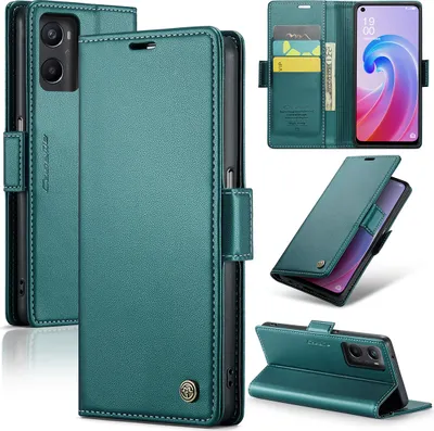 Image de Oppo A96 Housse, Portefeuille en cuir Etui de protection avec fonction support pour Oppo A96 / A36 / A76 4G Vert