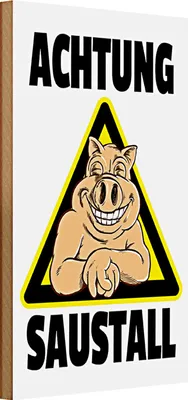 Produktbild von Holzschild Spruch Tiere 20x30cm Schwein Achtung Saustall