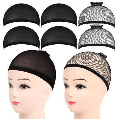 Produktbild von 6 Stücke Nylon Wig Caps Haarnetz für Perücke Atmungsaktiv Schwarze Haarnetz