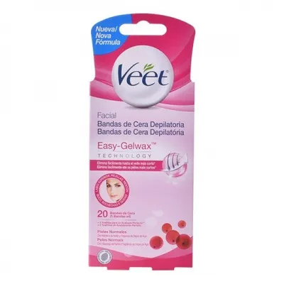 Image de Bandes dépilatoires pour le visage Easy Gelwax, peau normale, Veet (20 pièces)