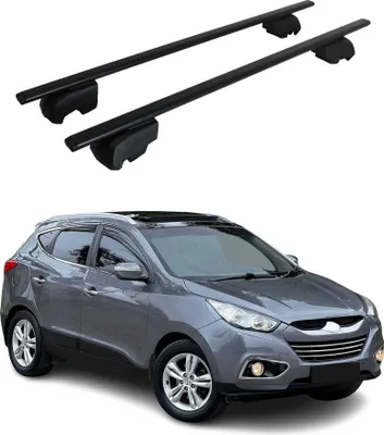 Image de Barres de toit Transversales pour Hyundai IX35 2010-2015 Fer Noir 2Pcs ABE