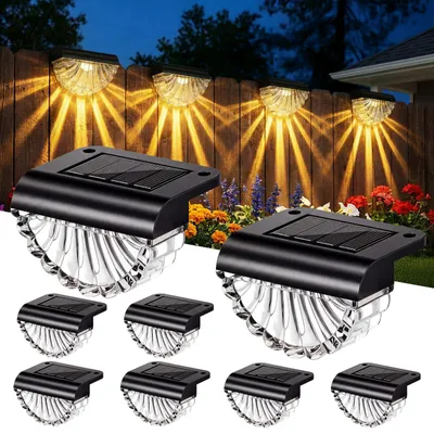 8 Solarleuchten Außen Warmweiß IP65 Muschel LED 10 Lumen