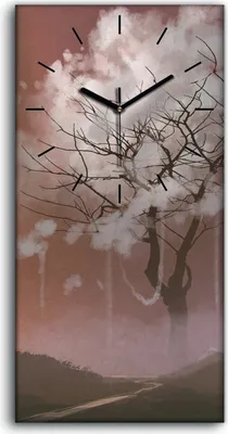 Produktbild von Wohnzimmer-Bild Leinwand Uhr Geräuschlos 30x60 Malerei Abstrakte Kunst Baum - schwarze Hände