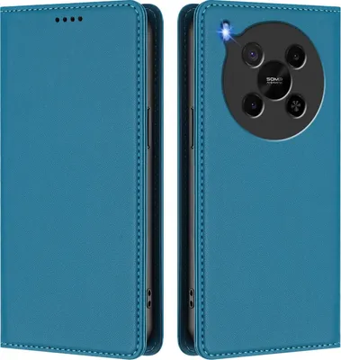 Produktbild von Handyhülle für ZTE Blade V70 Max/nubia V70 Max, Kunstleder Klapphülle Stoßfeste Magnetische Hülle mit Ständer Blau