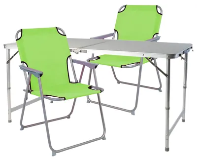 Image de set de meubles de camping 3 pièces aluminium vert lime robuste 120x60x58/70cm