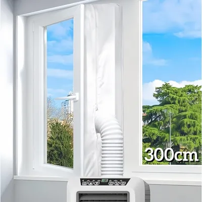 Produktbild von 300 cm Fensterabdichtung für mobile Klimaanlagen,Wäschetrockner, Ablufttrockner, Kein Bohren, Hitzeschutz, für Fenster & Dachfenster, Weiß