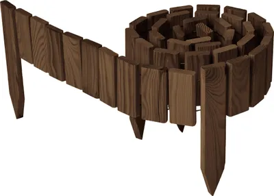 Produktbild von Garronda Beeteinfassung Holz Rollzaun Gartenzaun imprägniert Flexibler Rollborder Rasenkante  Länge: 200 cm (Dunkelbraun, Höhe: 10 cm)