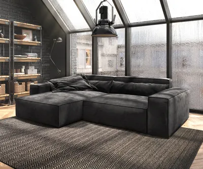 Produktbild von DELIFE Ecksofa Sirpio XL 270x170 cm Mikrofaser Schwarz Recamiere variabel