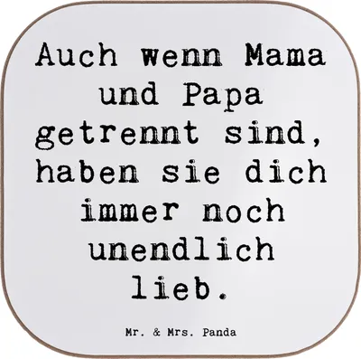 Produktbild von Mr. & Mrs. Panda Tassenuntersetzer Spruch Trennung von den Eltern - Weiß - Geschenk, gläseruntersetzer, Trostspender, Trost, Familien Liebe, Tischschoner, Neuanfang
