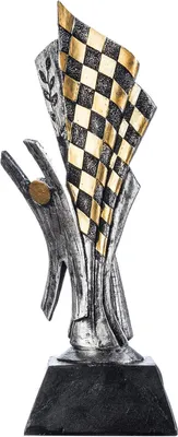 Produktbild von Rennsport Siegerpokal Trophäe 26 cm Höhe – Ideale Auszeichnung für Motorsport, Kartrennen & Autorennen – Goldener Pokal für Siegerehrung