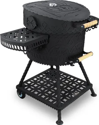 Produktbild von Holzkohlegrill BBQ aus Stahl mit Deckel – Outdoor Grillwagen für Garten und Terrasse, Drakkar 4 mm Stahl, robuster Rundgrill ca. 54 cm, Grill-Ei