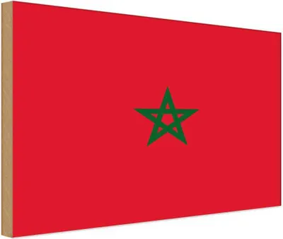Produktbild von vianmo Holzschild 12x18 cm Marokkos Morocco Flagge Fahne Wappen