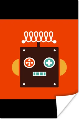 Produktbild von MuchoWow® Poster Roboter - Formen - Gesicht - Orange - Jungen - Kinder 80x120 cm - Papierdruck
