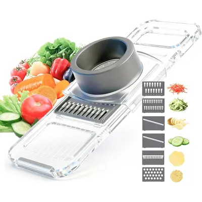 Produktbild von Multifunktionaler Gemüseschneider mit 6 Klingen,sicher und handlich, ideal zum Schneiden von Kartoffeln,Karotten,Zucchini,Zwiebeln und anderem Gemüse