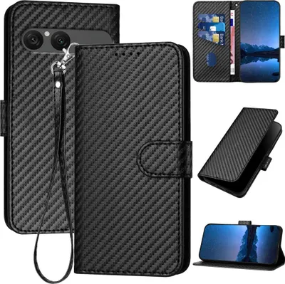 Produktbild von Kunstleder Hülle für Sony Xperia 10 VII Flip mit Kartenfach & Lanyard Schwarz
