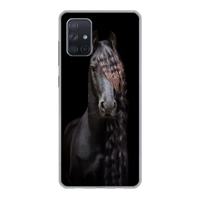 Produktbild von MuchoWow® Handyhülle Schutzhülle Hülle für Samsung Galaxy A51 5G Pferde - Friesisch - Mähne - Schwarz - Tiere Silikon Softcase Handy Hülle - Abbildung