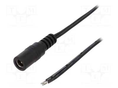 Image de 1 câble droit, section 0,5 mm², noir, connecteur DC 5,5/2,5, longueur 1,46 m, alimentation en courant continu
