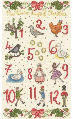 Image de Kit de broderie au point de croix compté Bothy Threads « Cinq anneaux d'or », XLU2, 22 x 38 cm