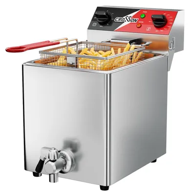 Fritteuse 8 L, 3250 W, Edelstahl, Ablasshahn, 80–200 °C, Timer