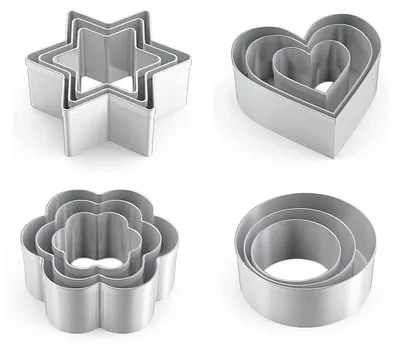 Produktbild von Ausstechformen Set Plätzchenausstecher Linzer - 12 Stück - Stern, Blume, Herz und Kreis - Groß und Mini