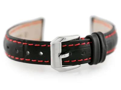 Obrázok produktu pre Kožený opasok pre hodinky W64 Black/Red 14mm