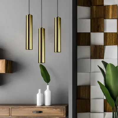 Obrázok produktu pre Závesná lampa NAPOLI, zlatá, 1xGU10x8W, kov, rozmery: 120x10x10 cm, IP20, Polux