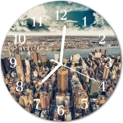 Produktbild von Glasuhr Wanduhr Küchenuhr Echt-Glas 30fi cm New York mehrfarbig