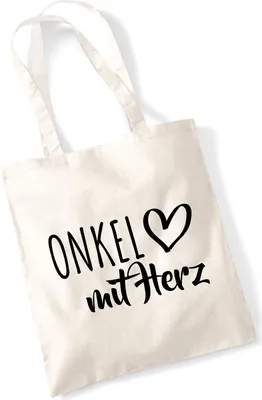 Produktbild von Huuraa Jutebeutel Onkel mit Herz 10 Liter Natural Baumwolle Tasche Geschenkidee