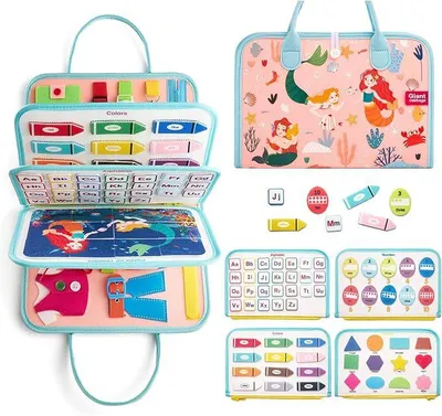 Image de Jouets éducatifs Busy Board en feutre pour enfants, planche de motricité, multifonctionnel, jouets de voyage, sirène (5 pages)