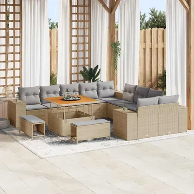 Produktbild von "2026 Promotion" Gartensofa-set mit Kissen - 13 pcs - Beige Poly-Rattan - Gartenmöbelset CC19645