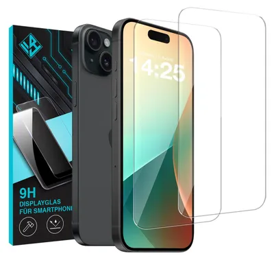 Produktbild von 2x 9H Schutzglas Displayschutzfolie für Apple iPhone 15 Displayglas Displayschutz Glas Panzerfolie Schutzglasfolie