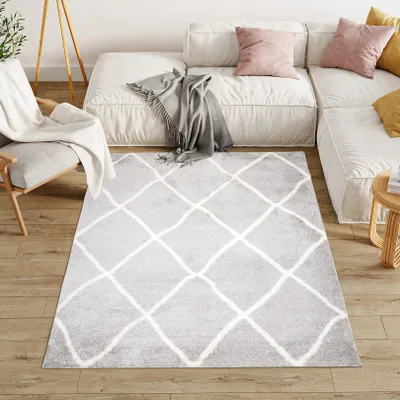 Produktbild von Teppich Wohnzimmer Schlafzimmer Modern Design Shaggy Hochflor Langflor Weich Grau 140 x 200 cm