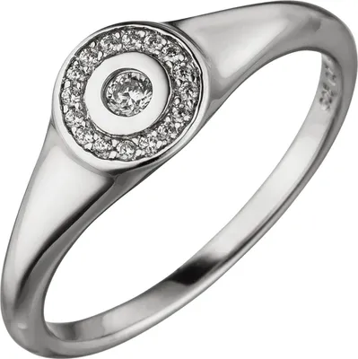 Produktbild von Ring mit 17 Zirkonia weiß B 7,1mm 925 Silber rhodiniert Fingerschmuck Fingerring Innenumfang 52mm Ø16.6mm