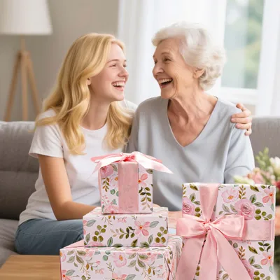 Imagen del producto de Papel de regalo con estampado de rosas rosadas, 43 cm x 10 m, ideal para regalos de boda