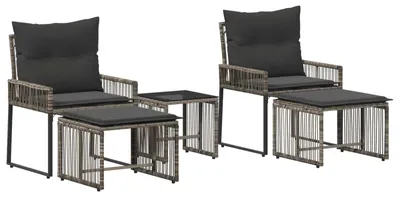 Immagine prodotto di Set di mobili da giardino vidaXL, 11 pezzi, in polyrattan grigio e grigio scuro