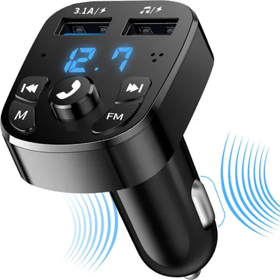Produktbild von Bluetooth FM Transmitter für Auto, Blaue Umgebende Leuchte Drahtloser Radio Kfz-Empf?nger Adapter mit Freisprecheinrichtung, Dual USB Ladeger?t 5V/3,1