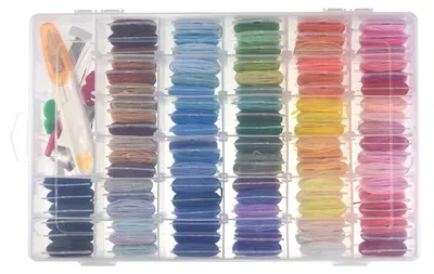 Image de 100 couleurs de fil à broder avec boîte de rangement et organisateur