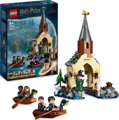 Produktbild von LEGO Harry Potter Bootshaus von Schloss Hogwarts Spielzeug-Modell für Kinder, beinhaltet 2 baubare Boote und 5 Mini-Figuren, Geschenk für Mädchen, Jungs und alle Fans ab 8 Jahren 76426