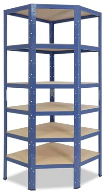 Image de shelfplaza HOME 180x80x50 cm Étagère d'angle en bleu avec 6 étagères et une capacité de charge de 145 kg par étagère