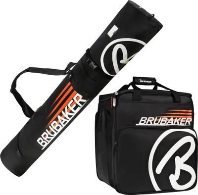 Zdjęcie produktu dla BRUBAKER Combi Set Champion - pokrowiec na narty 170 cm i pokrowiec na buty narciarskie na 1 parę nart + kijki + buty + kask czarny pomarańczowy