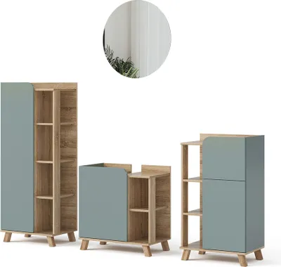 Image de Meubles bain Vicco Karen Sonoma/Bleu 4 pièces, Model 47298